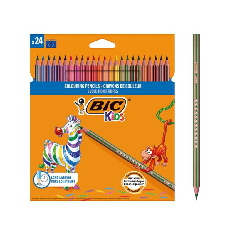 image Crayons De Couleur Evolution Stripes Bic Kids X24